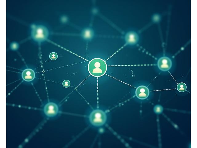 Illustration einer verbundenen Netzwerkkarte mit LinkedIn-Symbolen, die Wachstum und Vernetzung darstellt