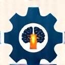 AI-Projekt Entwicklung Icon: Zahnräder mit integriertem Gehirn
