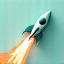 Growth Hacking Icon: Rakete startet durch Datenwolke
