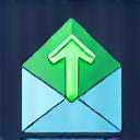 Newsletter Management Icon: Offener Briefumschlag mit Pfeil